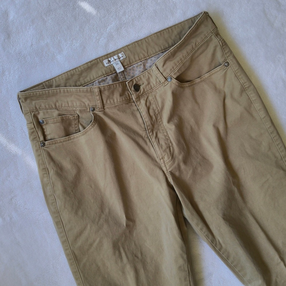 Peter Millar Pants Mens 36x31 Khaki 5-Pocket Cotton Stretch Straight Leg Preppy